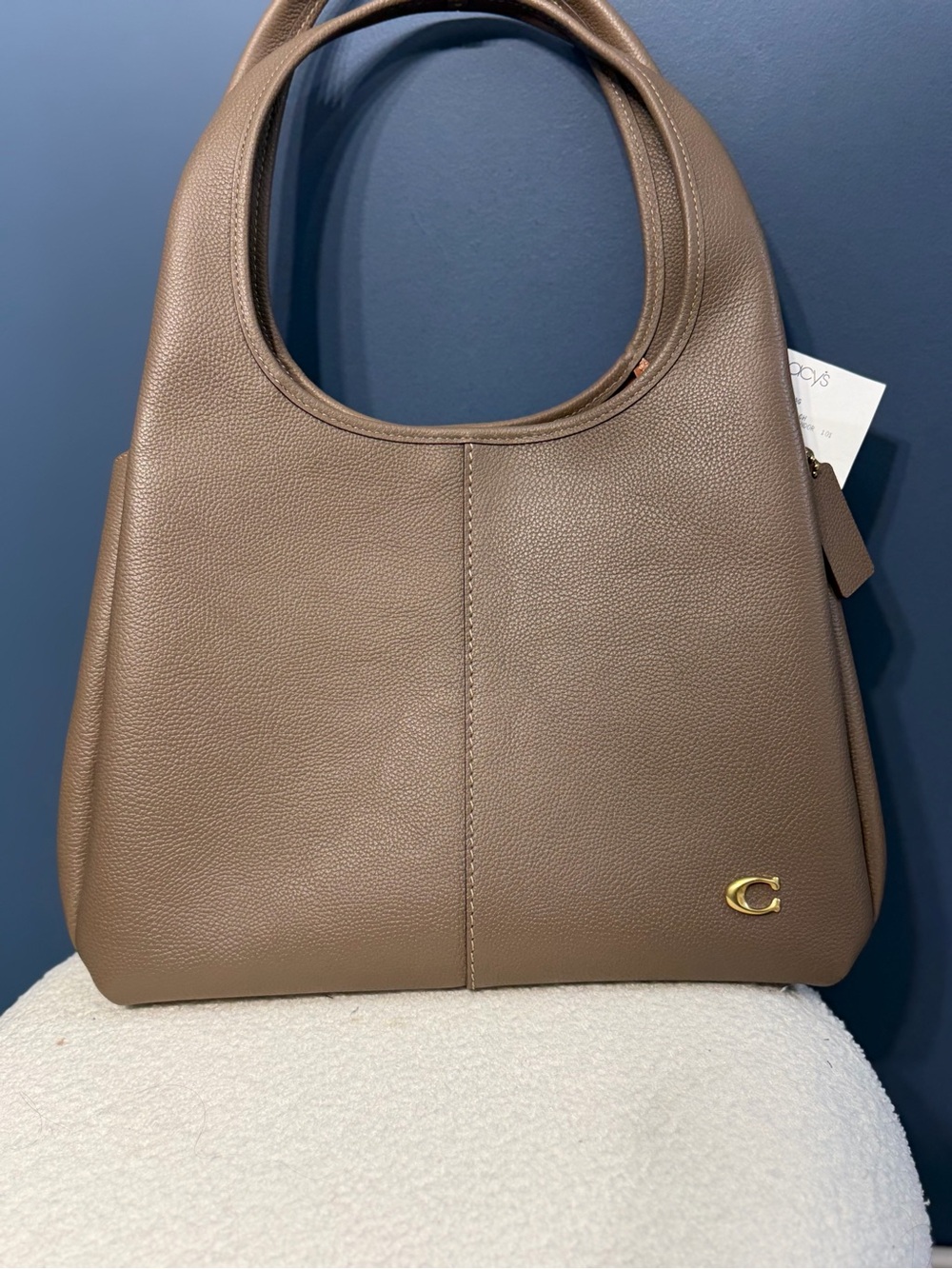 Women's Taupe Leather Shoulder Bag